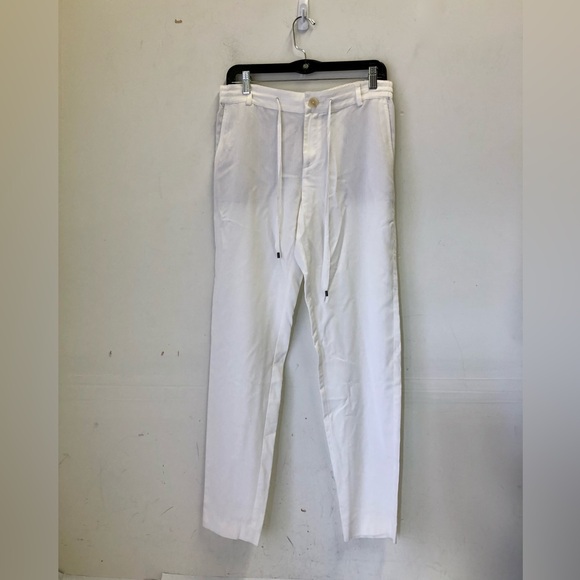 Vince Crepe Easy Fit Tie Drawstring White Lightweight Trousers